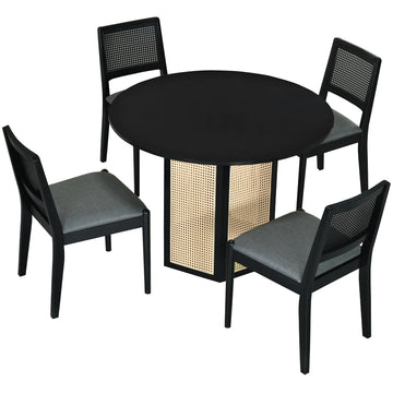 5-Piece Rattan Round Dining Table Set