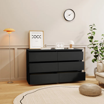 Black 6-Drawer Dresser Chest