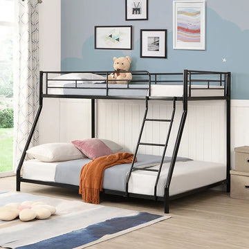 Twin-over-Full Floor Bunk Bed – Black, Metal