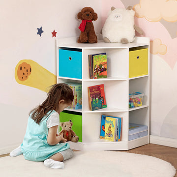 White Kids Corner Cabinet with 3 Baskets