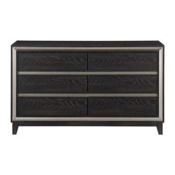 Ebony 6-Drawer Dresser with Silver Accents