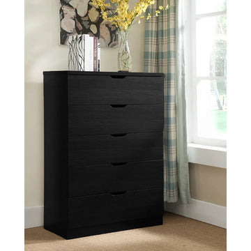 Black Modern 5-Drawer Chest
