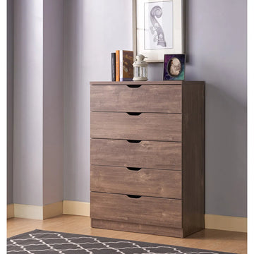 Hazelnut 5-Drawer Chest with Cutout Handles