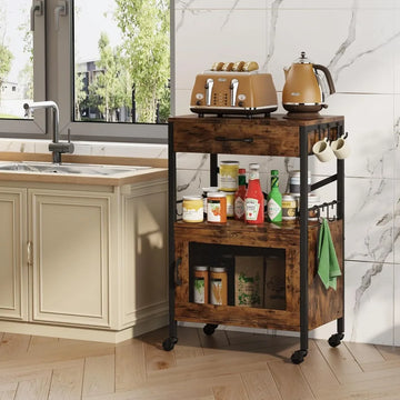 Kitchen Cart with Drawer & Microwave Stand