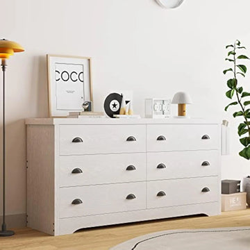 6 Drawer TV Stand Dresser with Charging Station