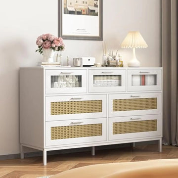 White Dresser TV Stand Storage Chest