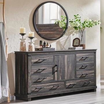 8 Drawer Rustic Chest with Adjustable Shelf