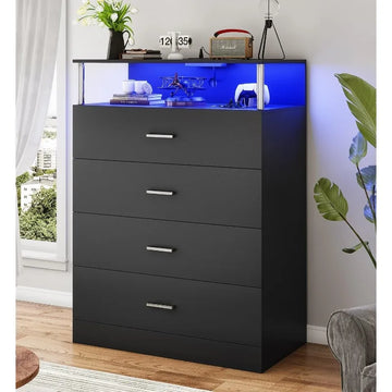4 Drawer Column Dresser with LED and Charging