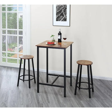 Square Bar Height Dining Table Set - Kitchen Breakfast Set with Chairs