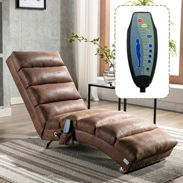 Upholstered Massage Chaise Lounge with 5 Modes Electric Recliner