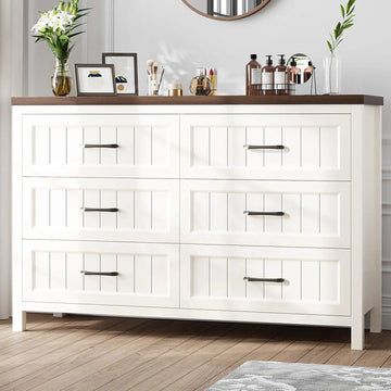 Grey Farmhouse 6 Drawer Double Dresser