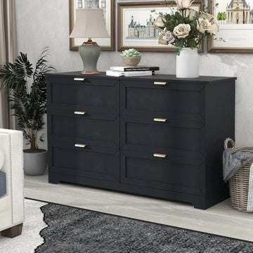 6 Drawer Long Dresser Modern Wooden Chest