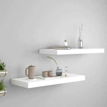 White Floating Wall Shelves - Set of 2
