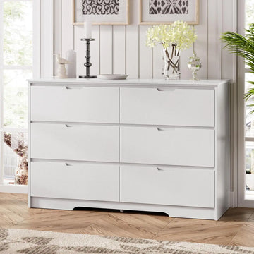 White 6 Drawer Chest with Hidden Handles