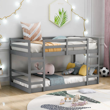 Twin Over Twin Bunk Bed - Gray, Ladder