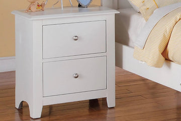 White 2-Drawer Wooden Nightstand