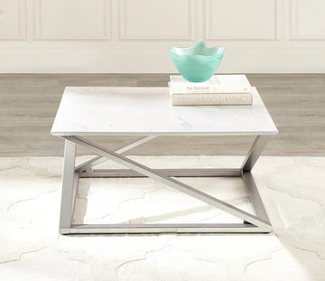 White Zurich Faux Marble Top Table