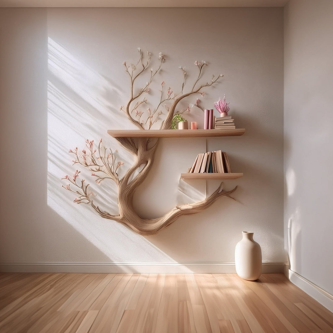 Mini Driftwood Tree Branch Floating Corner Shelf