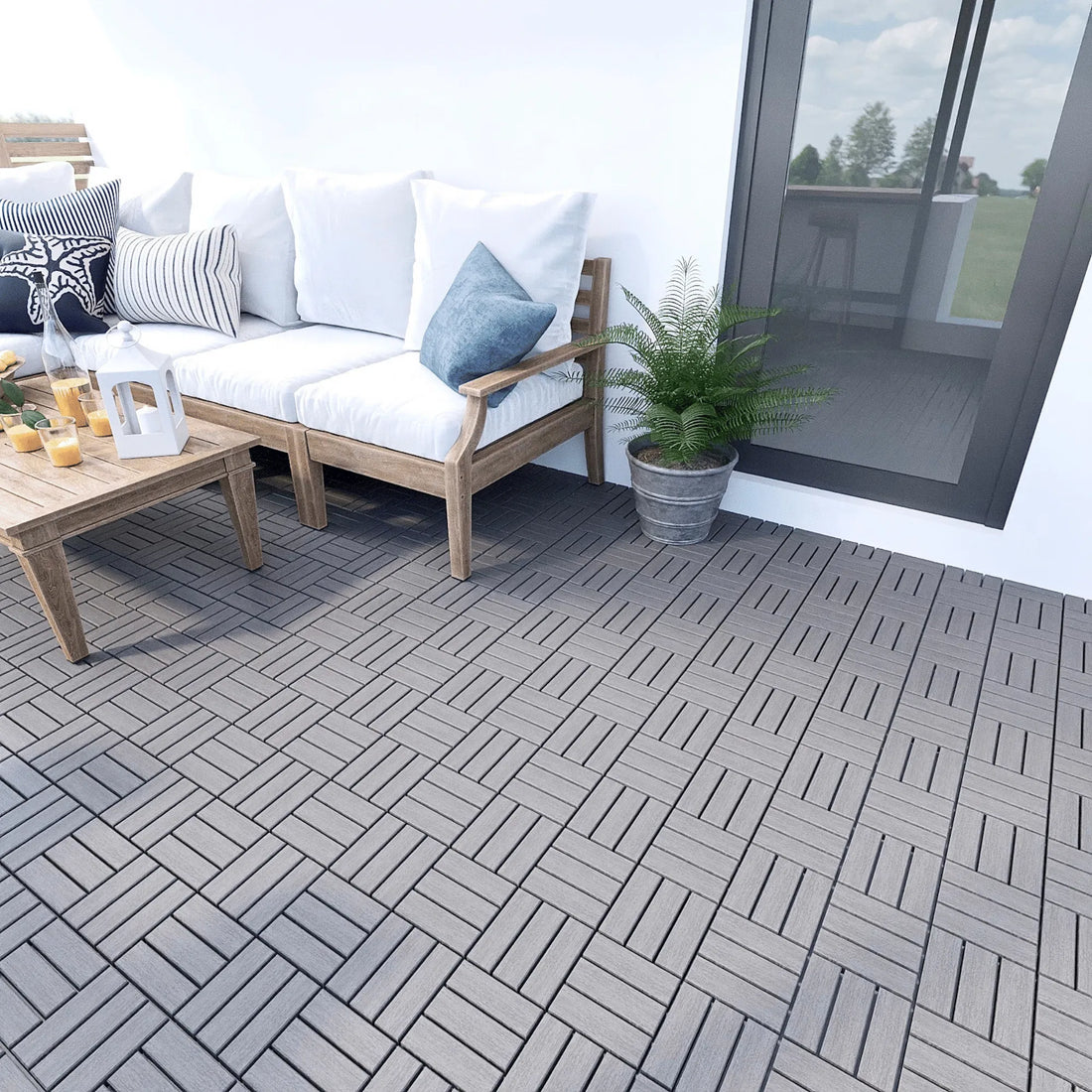 20-Pack Deck Tiles – Light Gray Acacia, 12x12