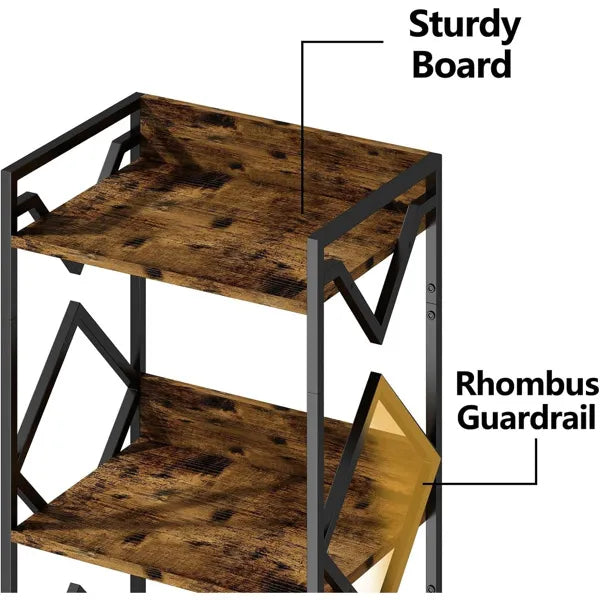 3-Tier Black Side Table with Storage