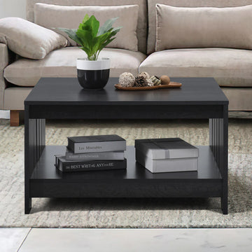 31.5" Black Oak Square Coffee Table