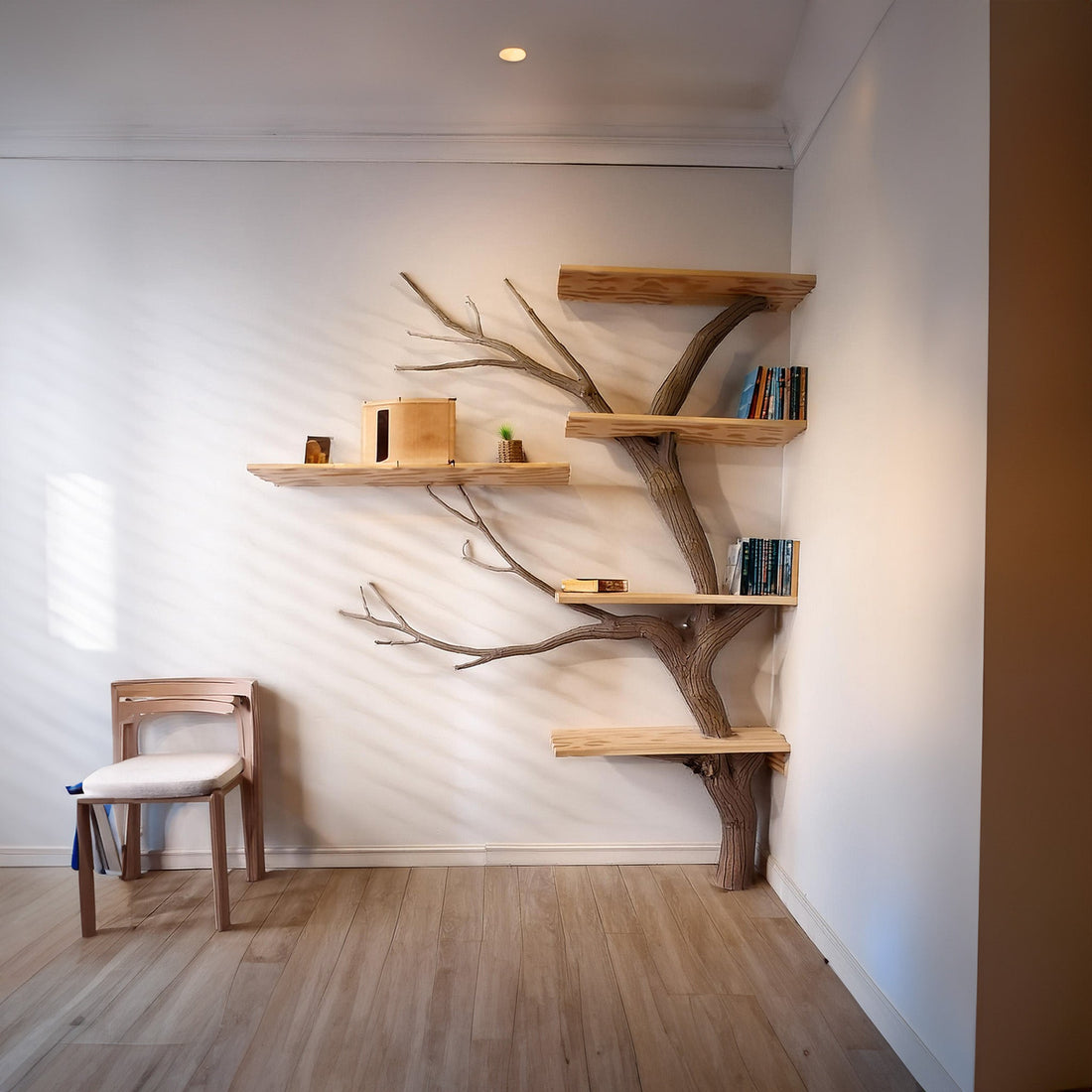 Handcrafted Tree Bookshelf with Unique Branch Accents