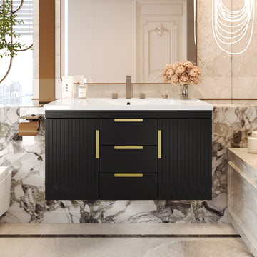36" Wall-Mounted Bathroom Vanity with Sink