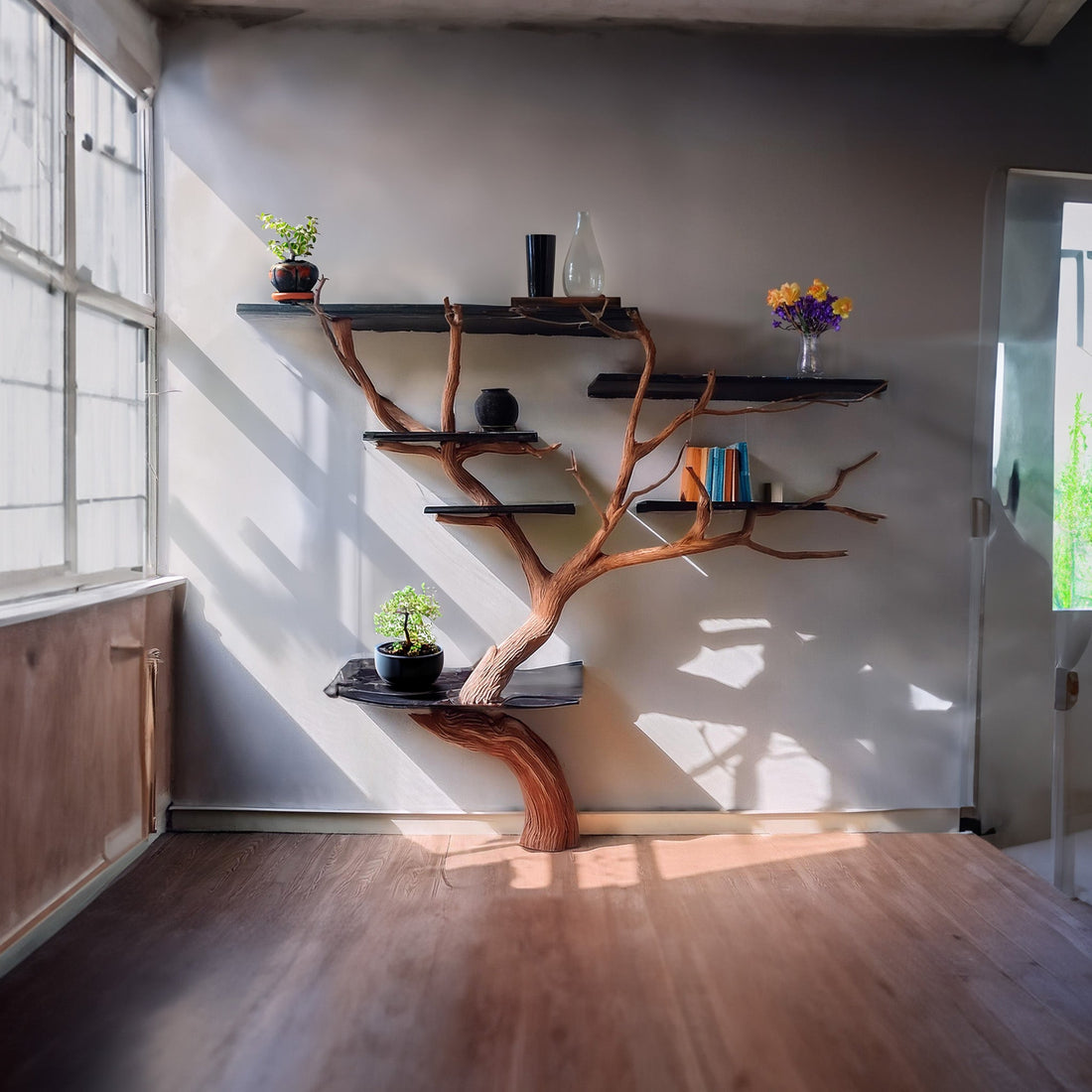 Custom Handmade Tree Branch Bookcase Shelves