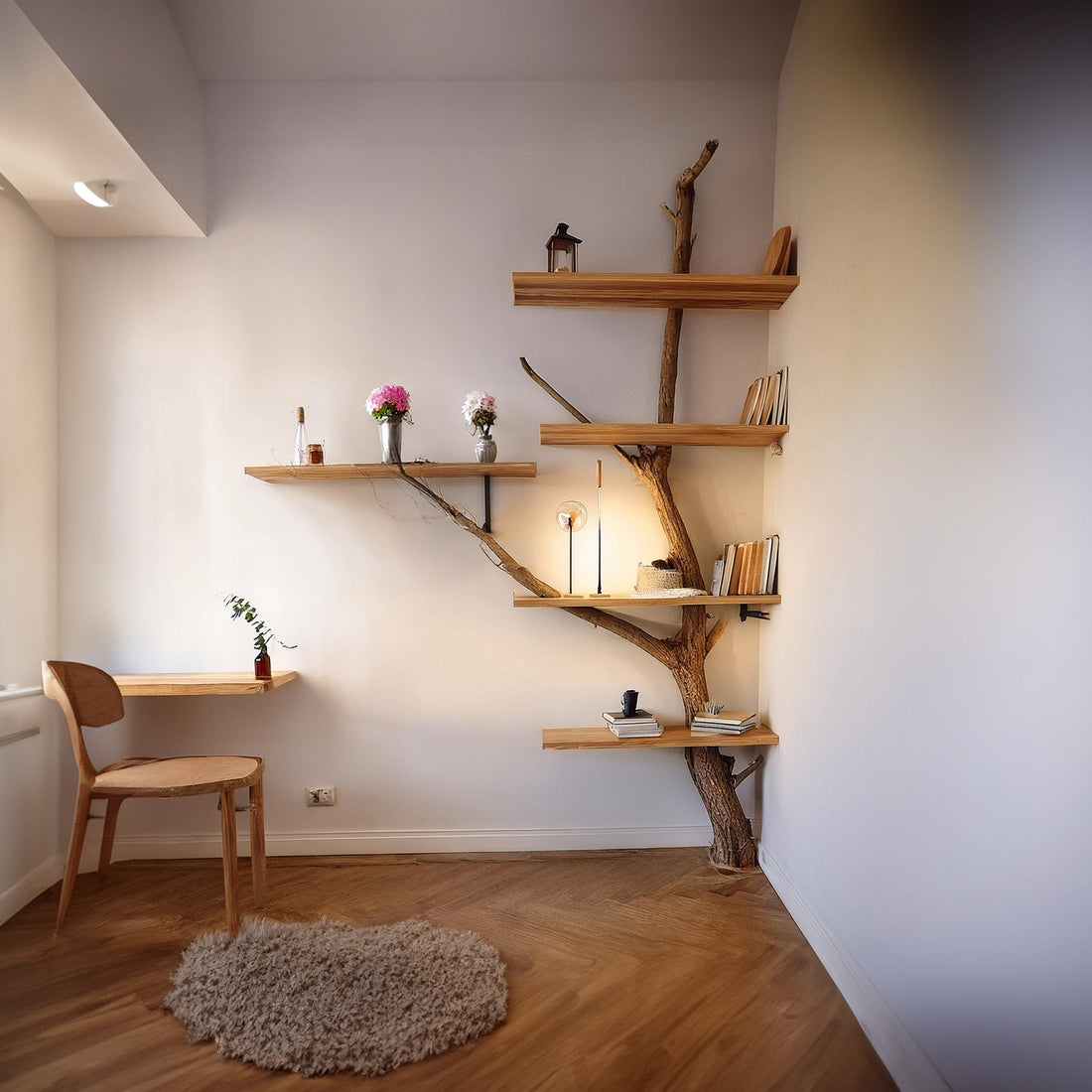 Handcrafted Tree Bookshelf Featuring Unique Branch Decor