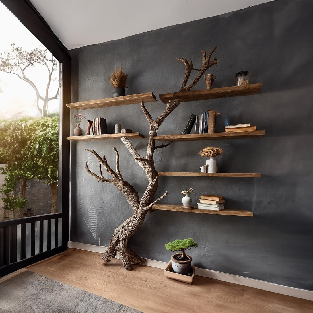 Custom Tree Branches Floating Wall Bookshelf Decor