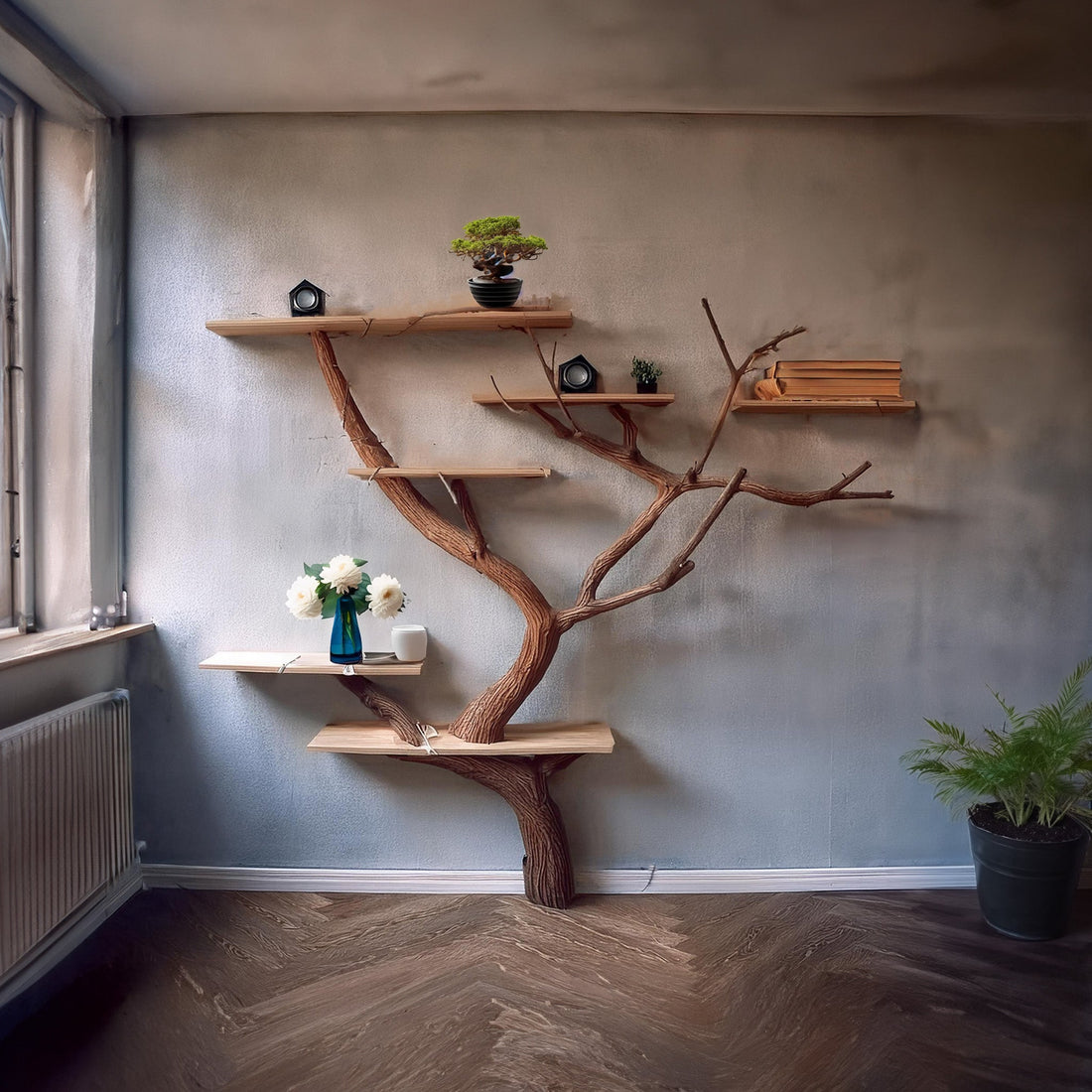 Quality Solid Wood Tree Branch Bookshelf Design