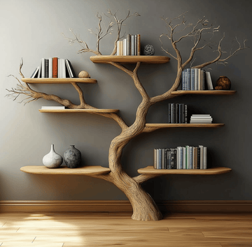 Elegant Live Edge Floating Tree Bookshelf