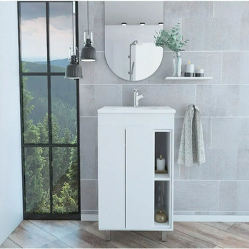White Akron Double Door Vanity