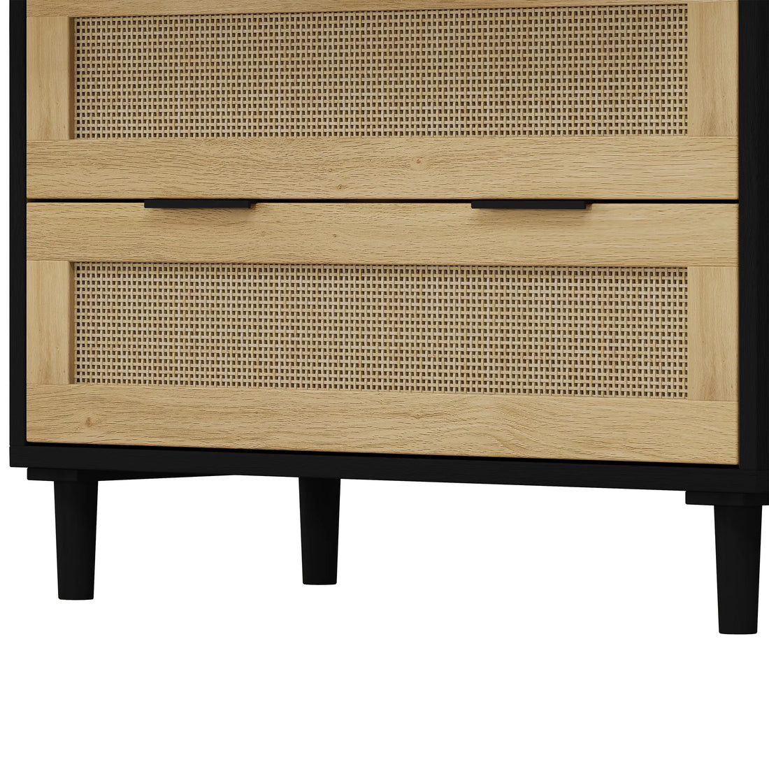 31.5" Black Rattan 3-Drawer Cabinet