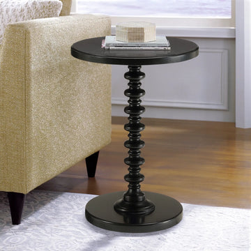 Black Round Wood Accent Table