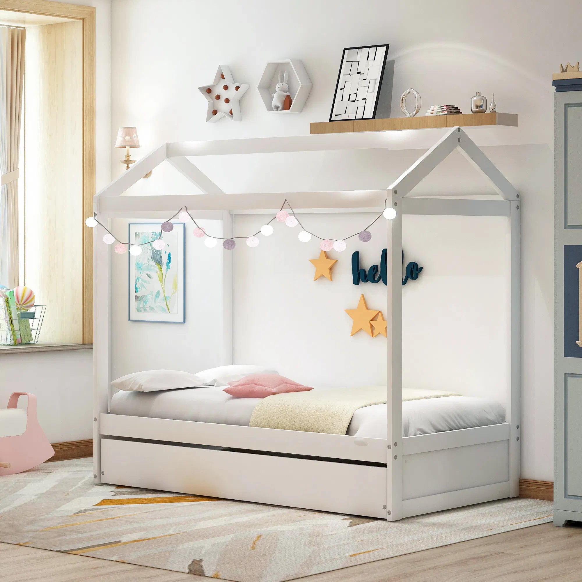 White House Bed with Trundle – Kids, Customizable