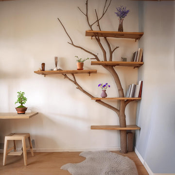 Decorative Solid Wood Tree Branch Shelf