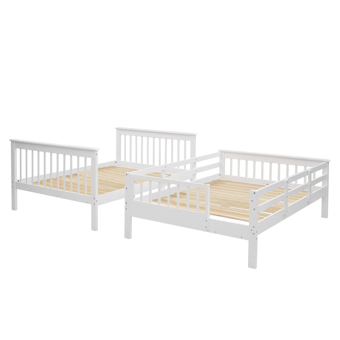 Full-over-Full Bunk Bed – White, Storage