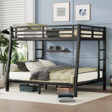 Full XL over Queen Bunk Bed – Black, Metal