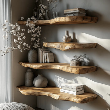 Handcrafted Live Edge Wooden Floating Shelf