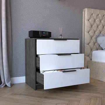 Smokey Oak & White Kaia 3-Drawer Dresser