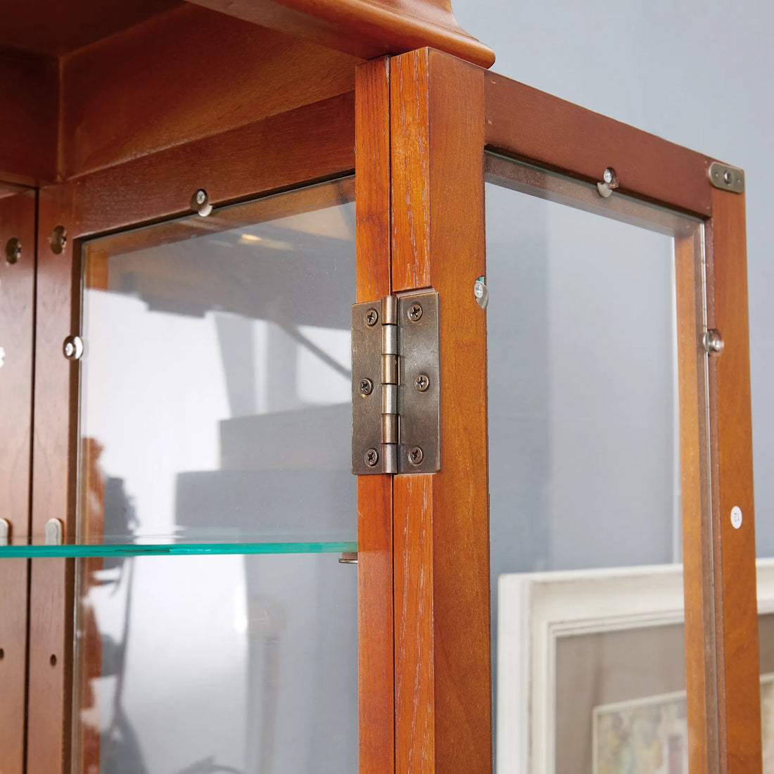 Cherry Lighted Glass Curio Cabinet