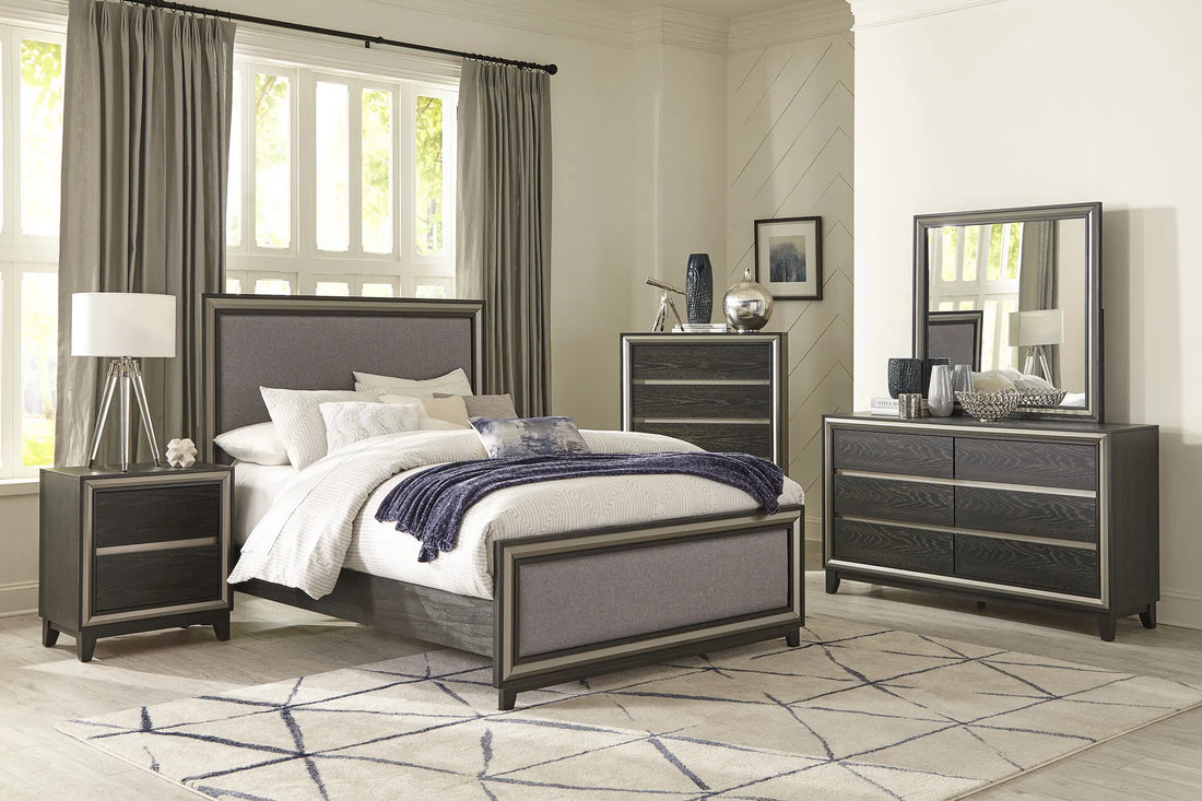 Ebony 6-Drawer Dresser with Silver Accents