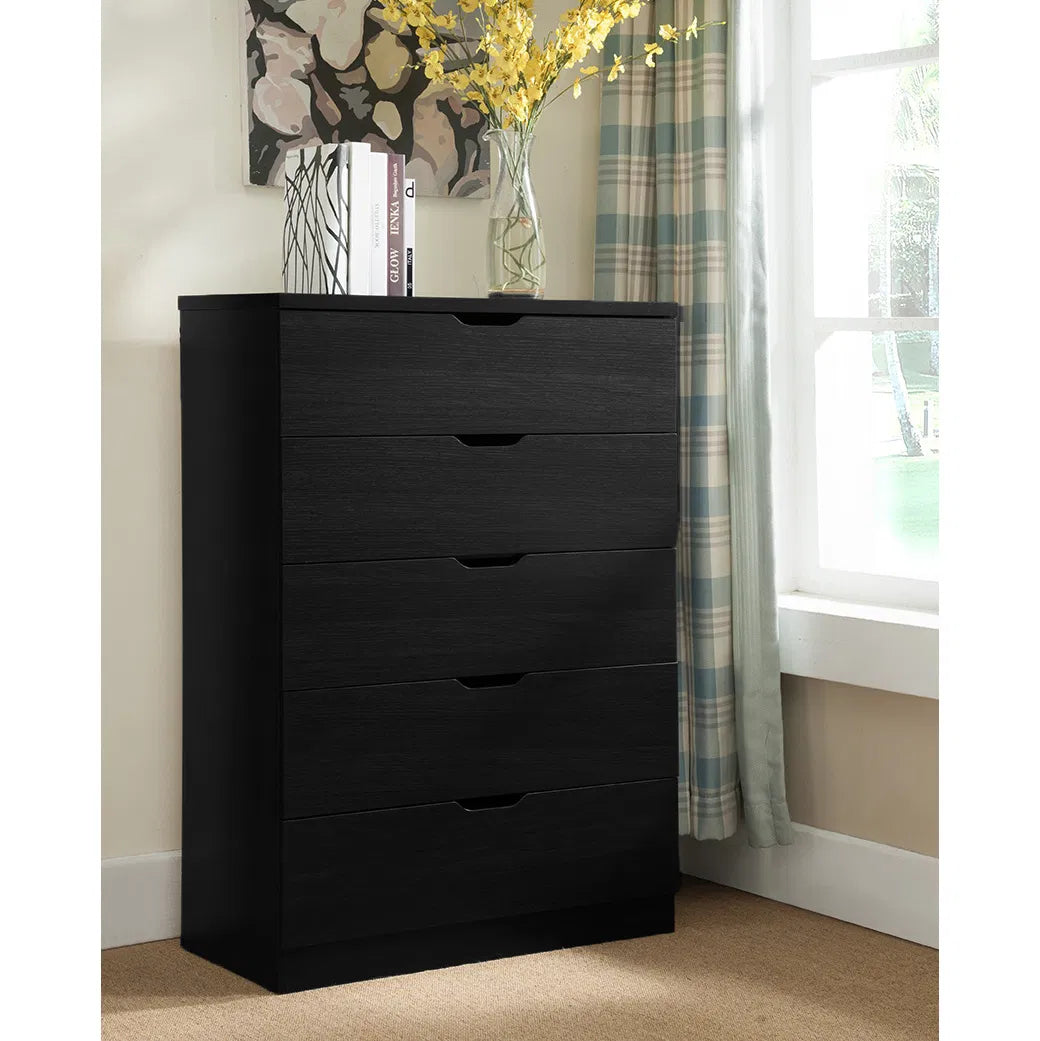 Black Modern 5-Drawer Chest