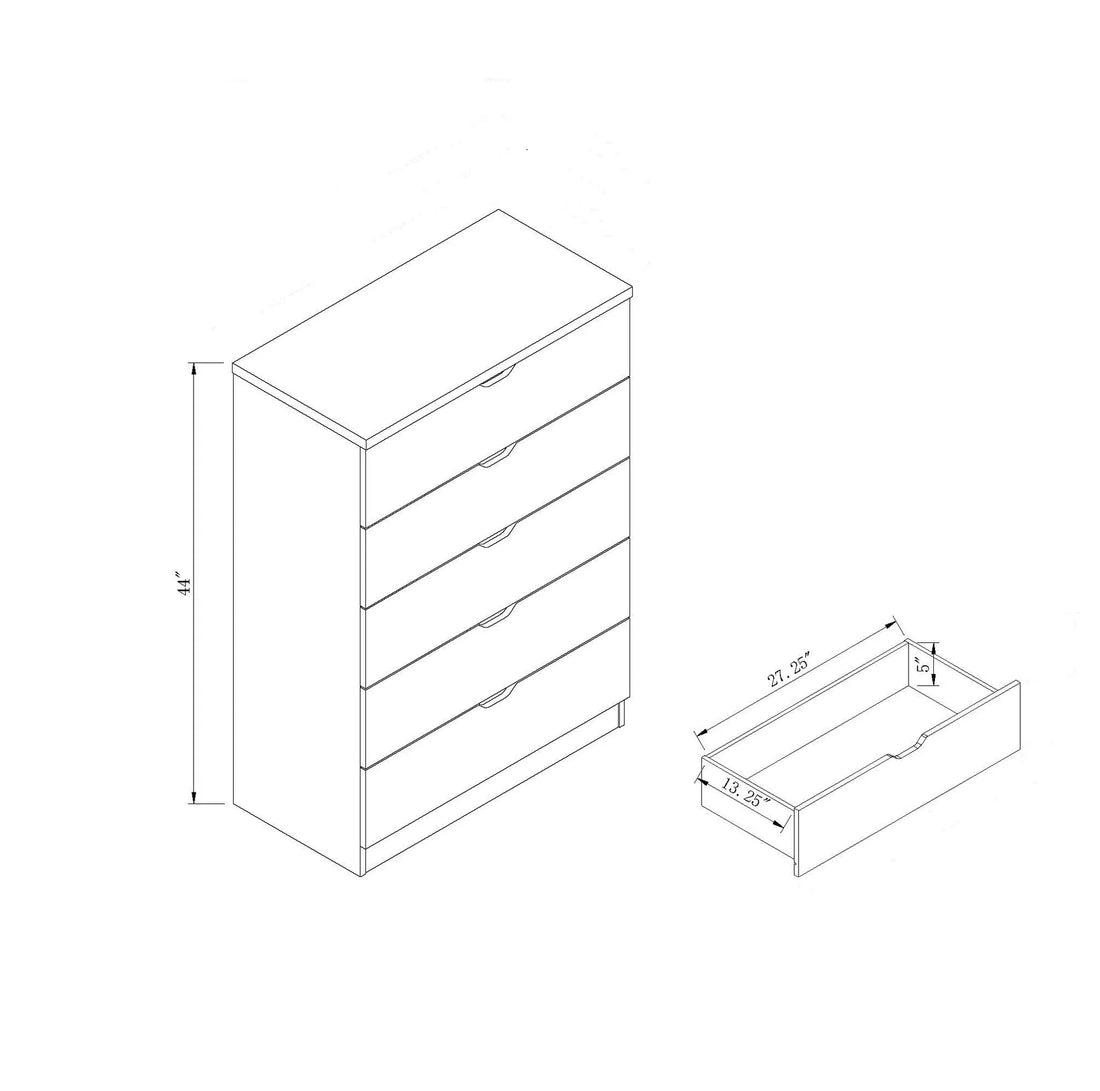 Hazelnut 5-Drawer Chest with Cutout Handles