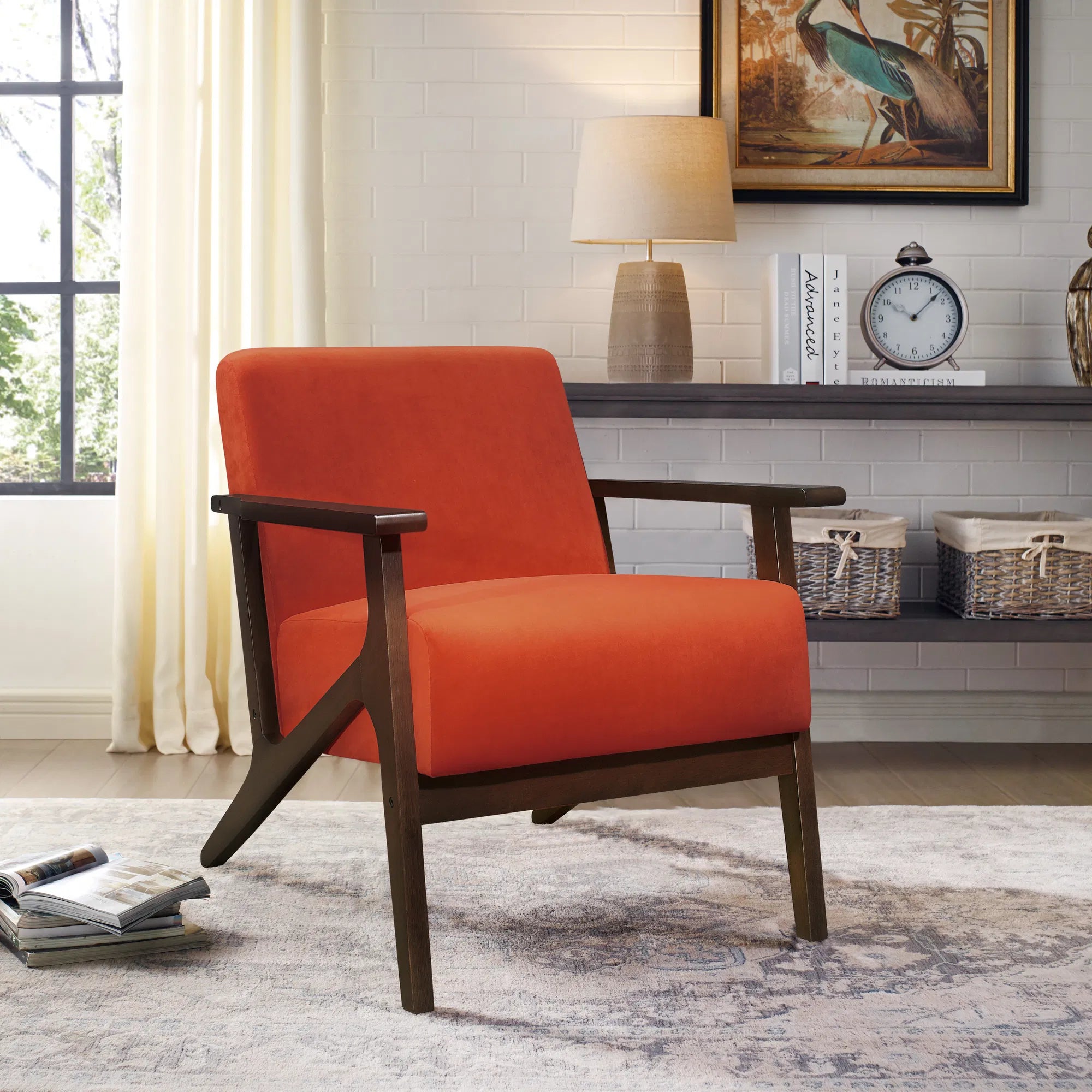 Orange Upholstered Accent Chair