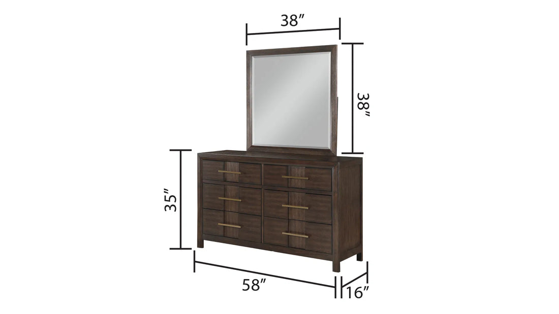 Walnut Modern 6-Drawer Dresser