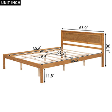 Queen Platform Bed – Wood Slat, Headboard