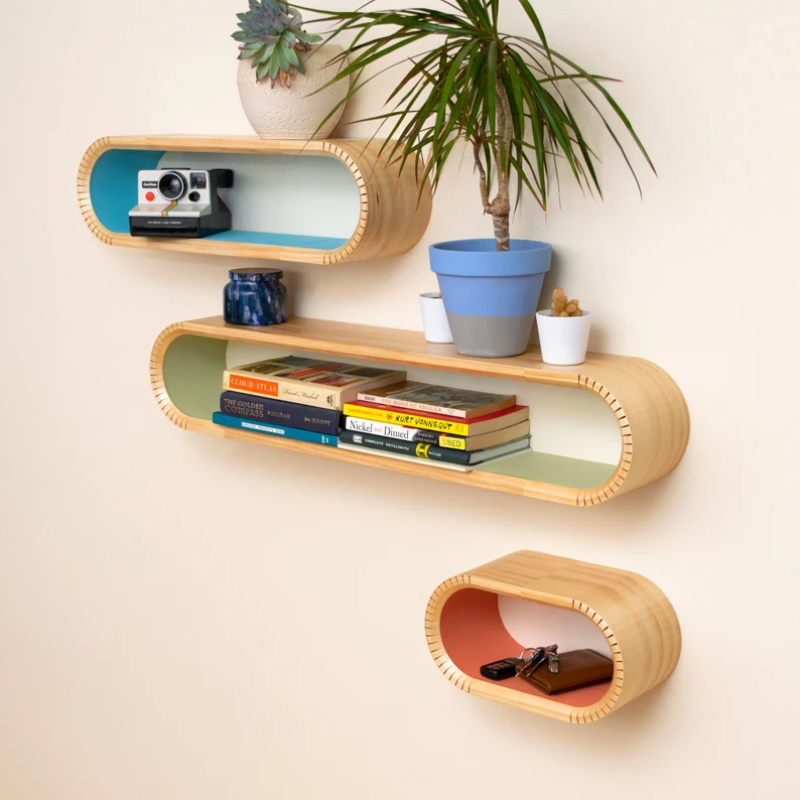 Colorful Oval Mid Century Modern Floating Shelves