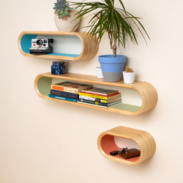 Colorful Oval Mid Century Modern Floating Shelves